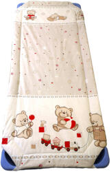  Töltött gumifüles derékalj bézs maci játékokkal mintás 55x130cm / 58x133 cm ágyra