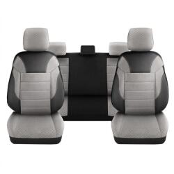 DeluxeBoss Set Huse Scaune Auto DeluxeBoss, stofa cu piele ecologica, pt bancheta rabatabila fractionata, negru cu bej, 11 bucati