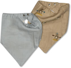 Nuuroo Baveta bandana din muselina de bumbac organic Villads - set 2 bucati - Surfer/Dusty Blue - Nuuroo Bavata