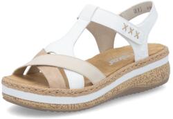 RIEKER Sandale damă Rieker V0919-80 alb/bej, piele eco, platformă 4.5 cm
