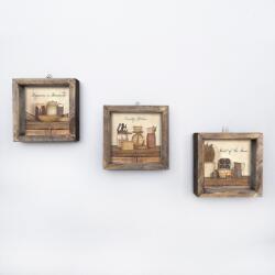Evila Originals Tablou MDF cu rame Bucatarie Quotes, 3 bucăți, Multicolor, 15x15 cm (836EVL4622)