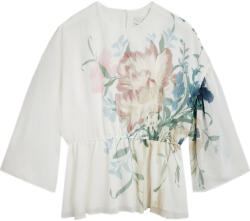 TED BAKER Top Ahlanza Printed Puff Sleeve Peplum 283550 ivory