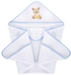 Klups Prosop de baie pentru bebelusi Klups Teddy Blue cu capison, 100x100 cm (00080834)