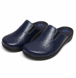 MediSab Saboti medicali damă din piele perforată, cu elastice laterale și branț anatomic - Medisab , bleumarin 38