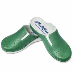 MediSab Saboti medicali damă din piele perforată, cu elastice laterale și branț anatomic - Medisab, verde 41