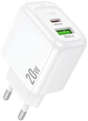 hoco. Incarcator Retea Hoco CS54A, Cablu USB-C 1m, PD20W, 1xUSB-C, 1xUSB-A QC3.0, FastCharge, Alb (Vtk-Acc-8434)