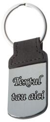  Breloc personalizat piele dreptunghiular gravat cu textul tau