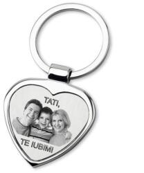  Breloc personalizat in forma de inima amor gravat cu poza si textul tau