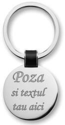  Breloc personalizat metalic in forma rotunda gravat cu poza si text