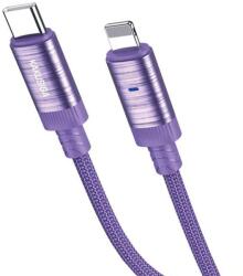 Kakusiga Cablu Date si Incarcare Kakusiga KSC-972 USB-C la Lightning 3A Smart On-Off, Brodat, 1m, Mov (Vtk-Acc-10249)