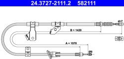 ATE Cablu, Frana De Parcare 24.3727-2111.2 Mitsubishi Colt/Colt Czc Vi/Colt Vi