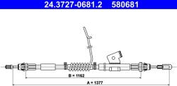 ATE Cablu, Frana De Parcare 24.3727-0681.2 Ford Transit Custom V362