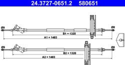 ATE Cablu, Frana De Parcare 24.3727-0651.2 Ford Focus I (24.3727-0651.2)