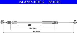 ATE Cablu, Frana De Parcare 24.3727-1070.2 Renault Megane Ii (24.3727-1070.2)