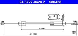 ATE Cablu, frana de parcare ATE 24.3727-0428.2 (24.3727-0428.2) - automobilus
