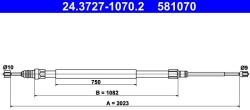 ATE Cablu, frana de parcare ATE 24.3727-1070.2 (24.3727-1070.2) - automobilus