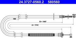ATE Cablu, Frana De Parcare 24.3727-0560.2 Fiat Doblo (24.3727-0560.2)