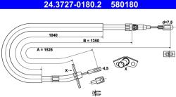 ATE Cablu, Frana De Parcare 24.3727-0180.2 Mercedes-Benz Sprinter 4-T Vw Lt 28-35 Ii (24.3727-0180.2)