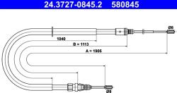 ATE Cablu, Frana De Parcare 24.3727-0845.2 Peugeot 207 (24.3727-0845.2)
