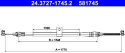 ATE Cablu, frana de parcare ATE 24.3727-1745.2 (24.3727-1745.2)