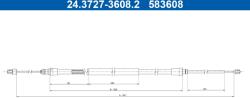ATE Cablu, Frana De Parcare 24.3727-3608.2 Renault Fluence (24.3727-3608.2)