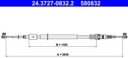 ATE Cablu, Frana De Parcare 24.3727-0832.2 Citroën C4/C4 I Peugeot 307 (24.3727-0832.2)