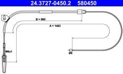 ATE Cablu, Frana De Parcare 24.3727-0450.2 Mercedes-Benz Vaneo