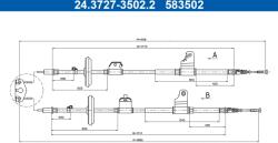 ATE Cablu, Frana De Parcare 24.3727-3502.2 Opel Mokka / Mokka X/Mokka X
