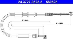 ATE Cablu, frana de parcare ATE 24.3727-0525.2 (24.3727-0525.2)