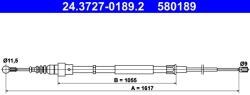 ATE Cablu, Frana De Parcare 24.3727-0189.2 Audi Tt (24.3727-0189.2)