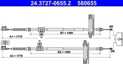 ATE Cablu, frana de parcare ATE 24.3727-0655.2 (24.3727-0655.2) - automobilus
