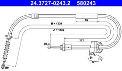 ATE Cablu, Frana De Parcare 24.3727-0243.2 Mini Mini Clubman/Mini Clubvan