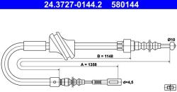 ATE Cablu, frana de parcare ATE 24.3727-0144.2 (24.3727-0144.2)