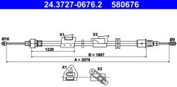 ATE Cablu, Frana De Parcare 24.3727-0676.2 Ford Galaxy Ii/Galaxy Mk Ii/Mondeo Iv (24.3727-0676.2)