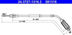 ATE Cablu, Frana De Parcare 24.3727-1316.2 Volvo S80 Ii