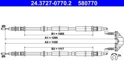 ATE Cablu, frana de parcare ATE 24.3727-0770.2 (24.3727-0770.2)