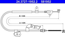 ATE Cablu, Frana De Parcare 24.3727-1952.2 Toyota Aygo