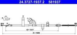 ATE Cablu, frana de parcare ATE 24.3727-1937.2 (24.3727-1937.2) - automobilus