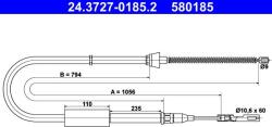 ATE Cablu, frana de parcare ATE 24.3727-0185.2 (24.3727-0185.2) - automobilus