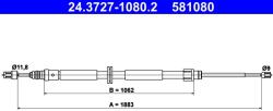 ATE Cablu, Frana De Parcare 24.3727-1080.2 Renault Megane Iii