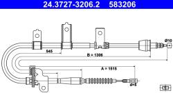 ATE Cablu, Frana De Parcare 24.3727-3206.2 Kia Picanto I