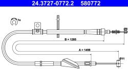 ATE Cablu, Frana De Parcare 24.3727-0772.2 Opel Agila Vauxhall Agila Mk I