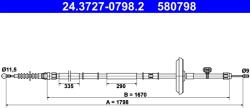 ATE Cablu, Frana De Parcare 24.3727-0798.2 Chevrolet Cruze Opel Astra J/Astra J Gtc