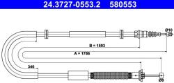 ATE Cablu, frana de parcare ATE 24.3727-0553.2 (24.3727-0553.2) - automobilus