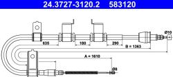 ATE Cablu, Frana De Parcare 24.3727-3120.2 Hyundai Getz (24.3727-3120.2)