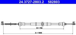 ATE Cablu, frana de parcare ATE 24.3727-2803.2 (24.3727-2803.2)