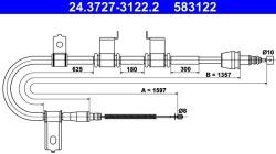 ATE Cablu, frana de parcare ATE 24.3727-3122.2 (24.3727-3122.2) - automobilus