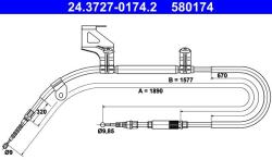 ATE Cablu, frana de parcare ATE 24.3727-0174.2 (24.3727-0174.2) - automobilus