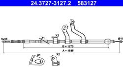 ATE Cablu, frana de parcare ATE 24.3727-3127.2 (24.3727-3127.2) - automobilus
