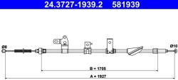 ATE Cablu, frana de parcare ATE 24.3727-1939.2 (24.3727-1939.2)